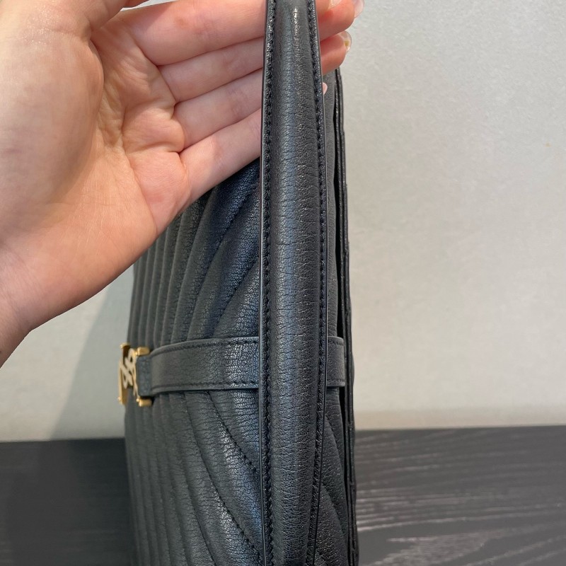 YSL college 郵差包 大號 31*21cm 金標Logo絎縫鏈條 肩背包斜背包-14