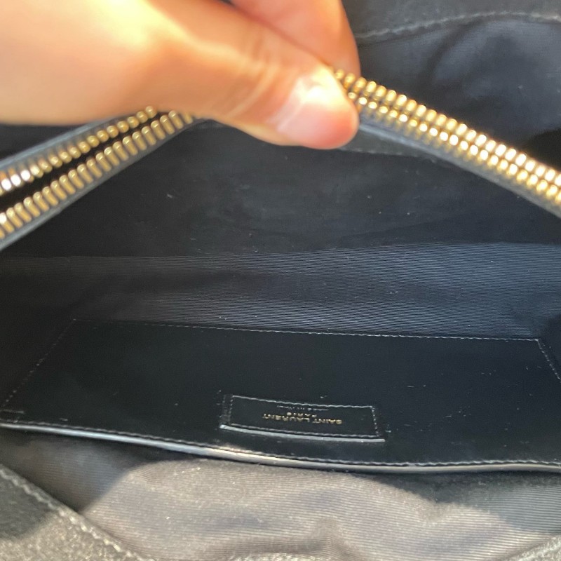 YSL college 郵差包 大號 31*21cm 金標Logo絎縫鏈條 肩背包斜背包-24