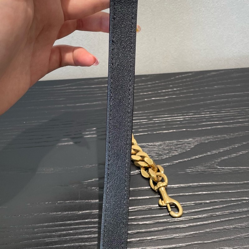 YSL college 郵差包 大號 31*21cm 金標Logo絎縫鏈條 肩背包斜背包-26