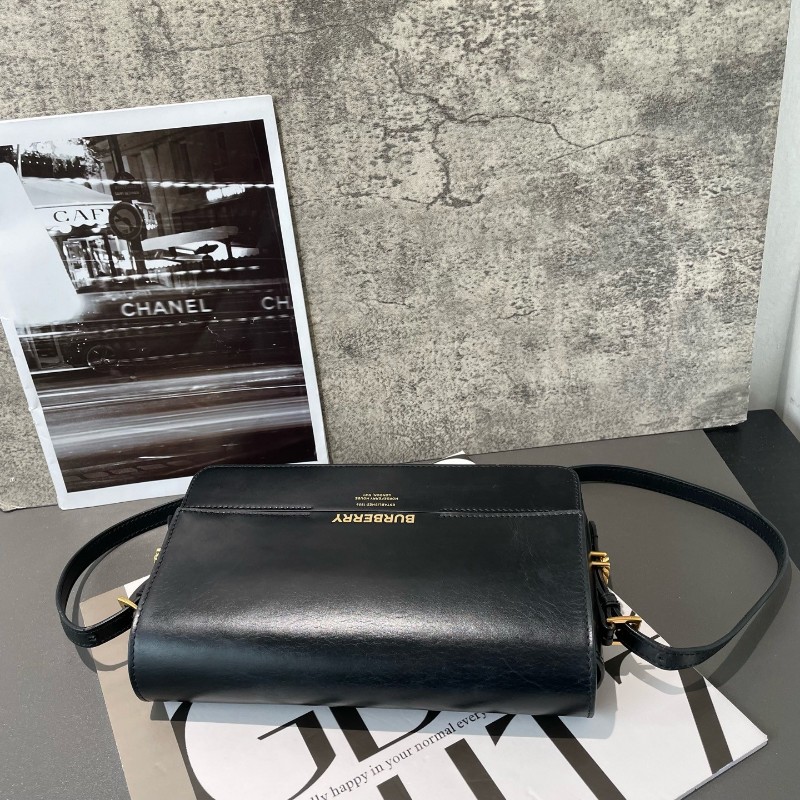 Burberry Grace 中號 黑金 肩背包斜背包 box光面皮-2