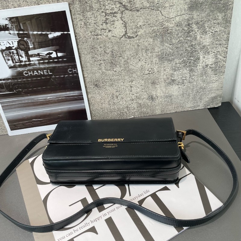 Burberry Grace 中號 黑金 肩背包斜背包 box光面皮-3