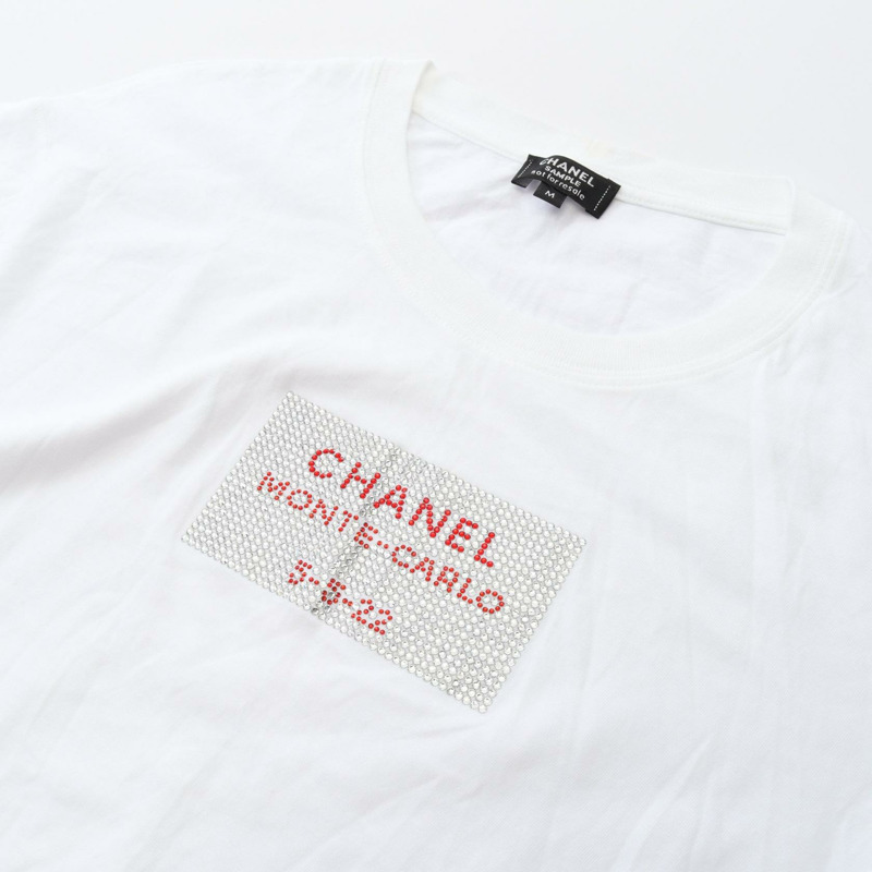 CHANEL Monte Carlo T恤衫上衣 C63125 棉白色二手女款 M 碼-8