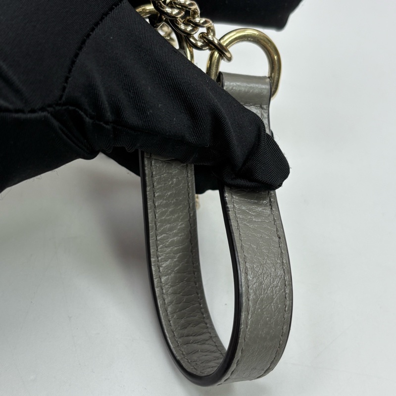 Gucci古馳灰金雙G單肩斜挎鏈條風琴包-8