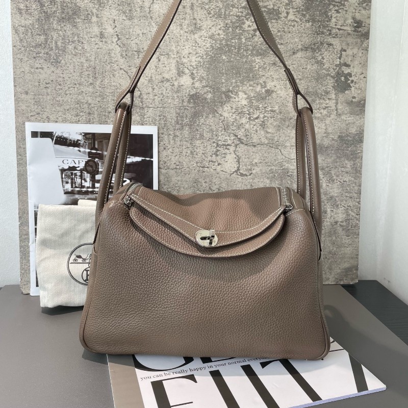 HERMES lindy 30大象灰 銀扣 Y刻 Clemence牛皮 肩背包 手提包-0