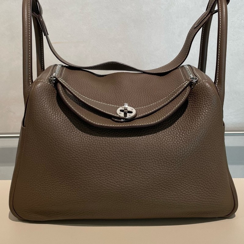 HERMES lindy 30大象灰 銀扣 Y刻 Clemence牛皮 肩背包 手提包-5