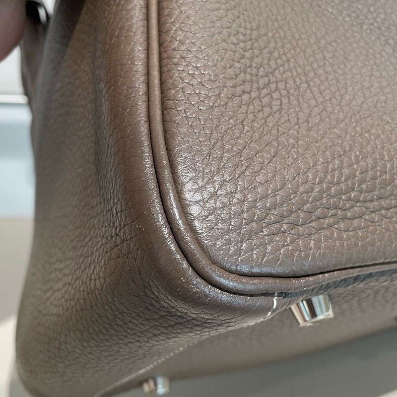 HERMES lindy 30大象灰 銀扣 Y刻 Clemence牛皮 肩背包 手提包-13