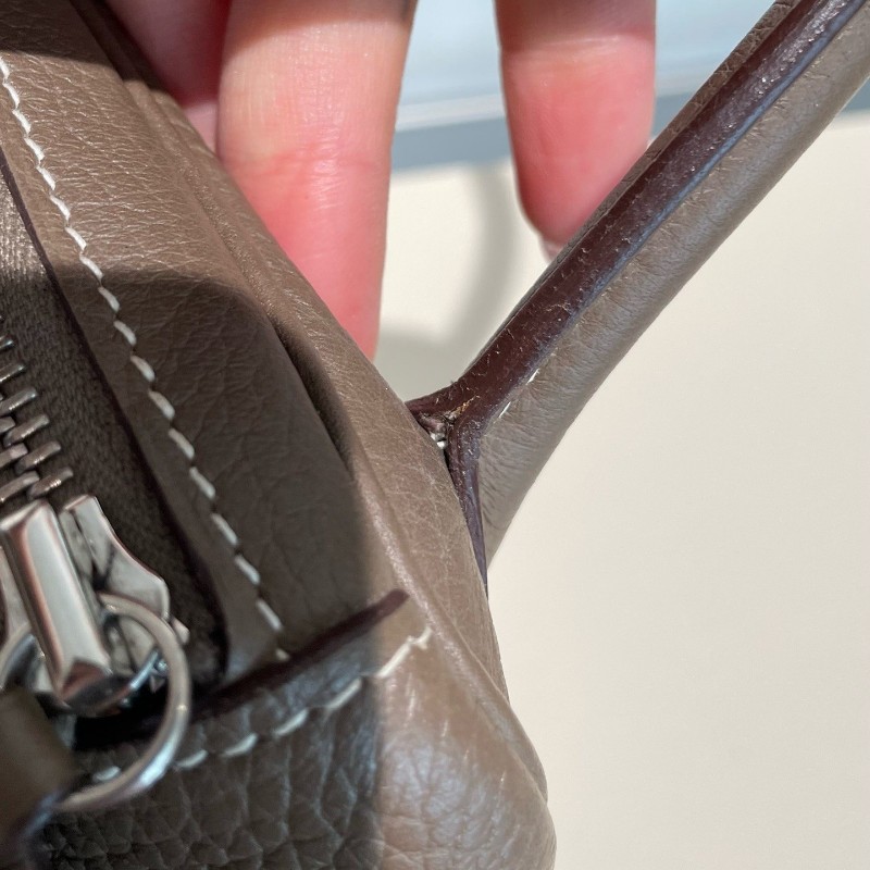 HERMES lindy 30大象灰 銀扣 Y刻 Clemence牛皮 肩背包 手提包-25