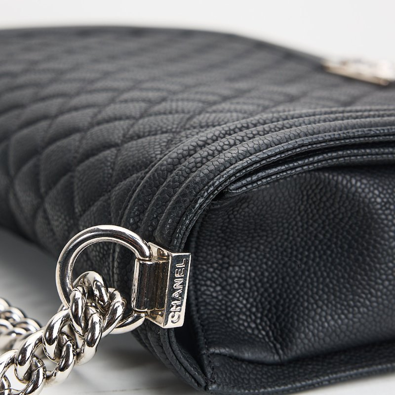 Chanel Boy28黑銀牛-6