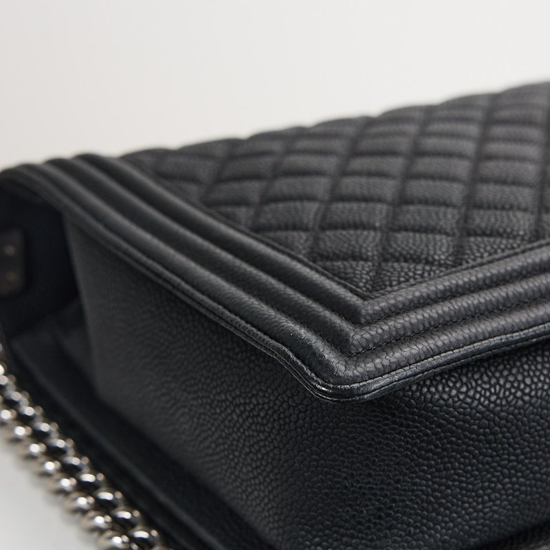 Chanel Boy28黑銀牛-13
