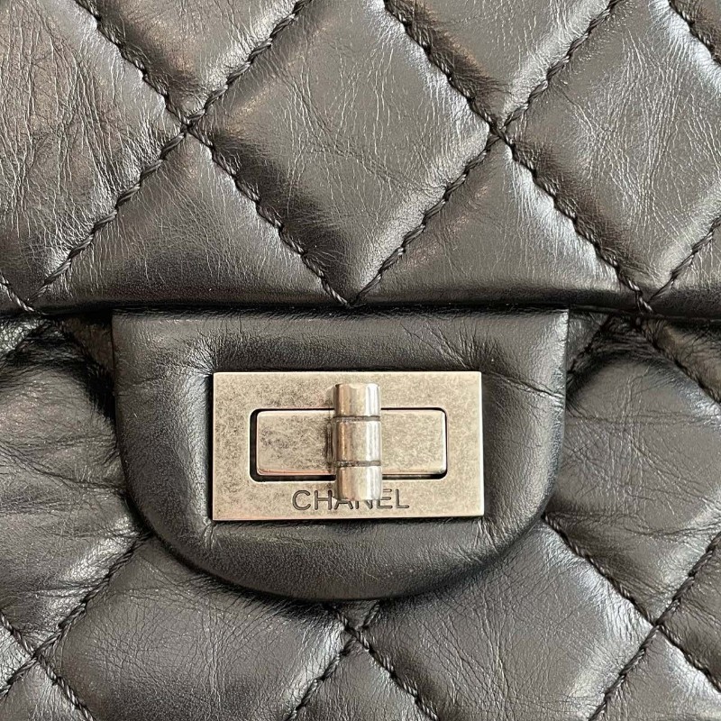 Chanel 香奈兒 2.55 黑銀中號 鏈條包 肩背包-5