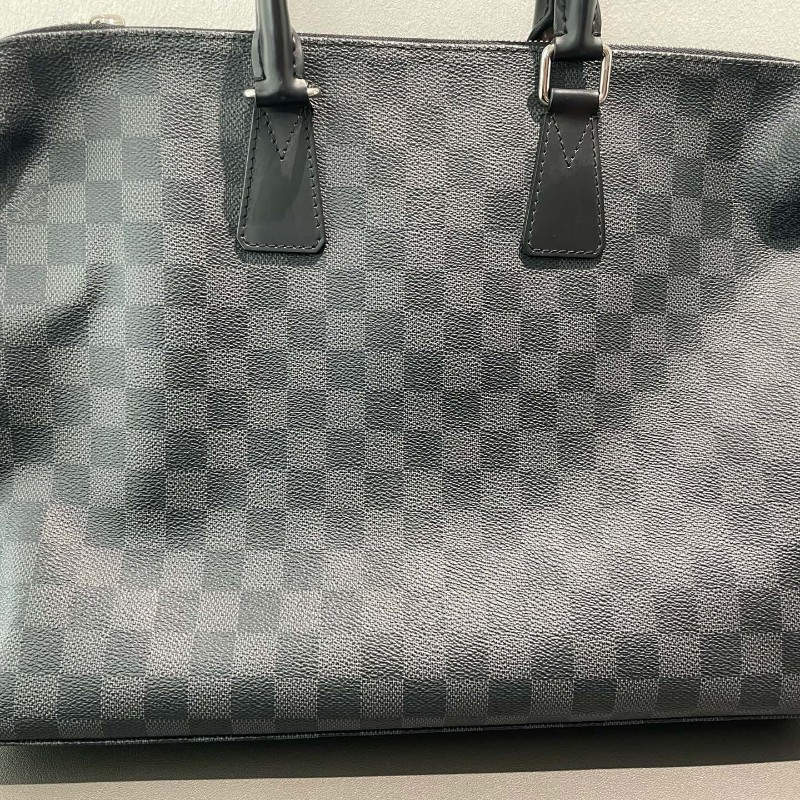 LV 黑棋盤格 電腦公事包 公文包 帆布寬肩帶 尺寸約36*27cm-5