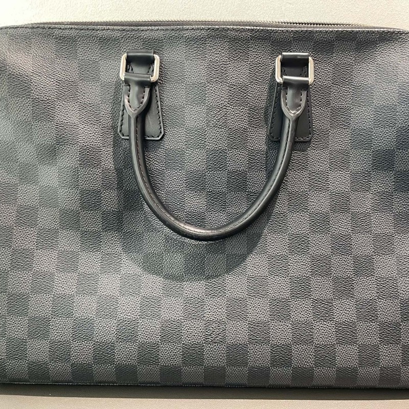 LV 黑棋盤格 電腦公事包 公文包 帆布寬肩帶 尺寸約36*27cm-6