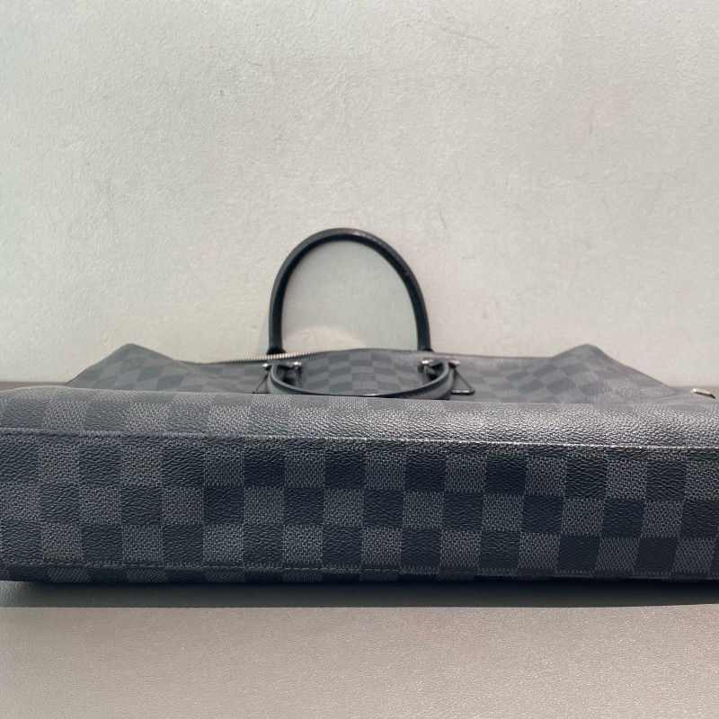 LV 黑棋盤格 電腦公事包 公文包 帆布寬肩帶 尺寸約36*27cm-11