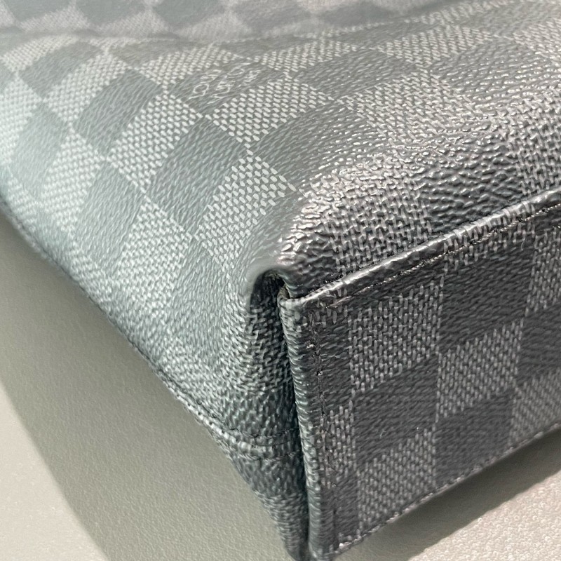 LV 黑棋盤格 電腦公事包 公文包 帆布寬肩帶 尺寸約36*27cm-12