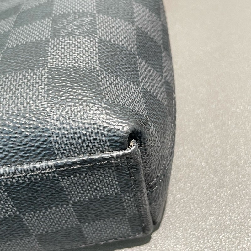 LV 黑棋盤格 電腦公事包 公文包 帆布寬肩帶 尺寸約36*27cm-13
