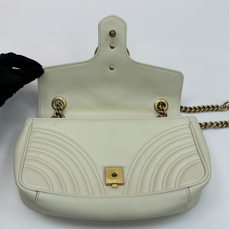 GUCCI/古馳白金Marmont馬蒙26單肩斜挎鏈條包-5