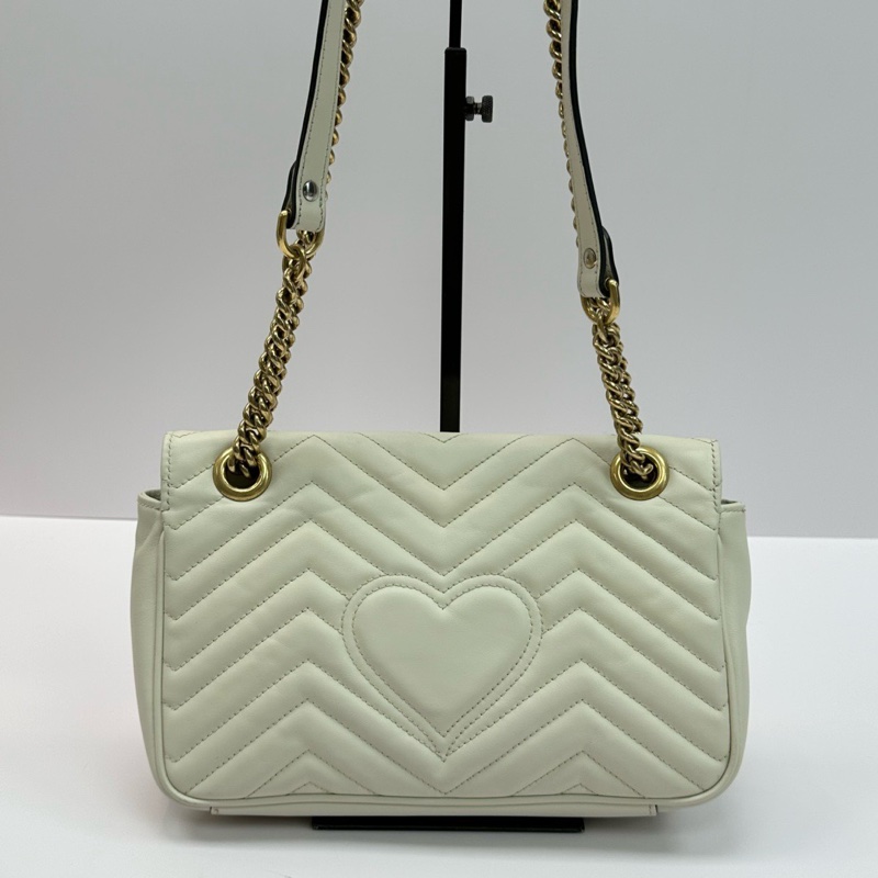 GUCCI/古馳白金Marmont馬蒙26單肩斜挎鏈條包-11
