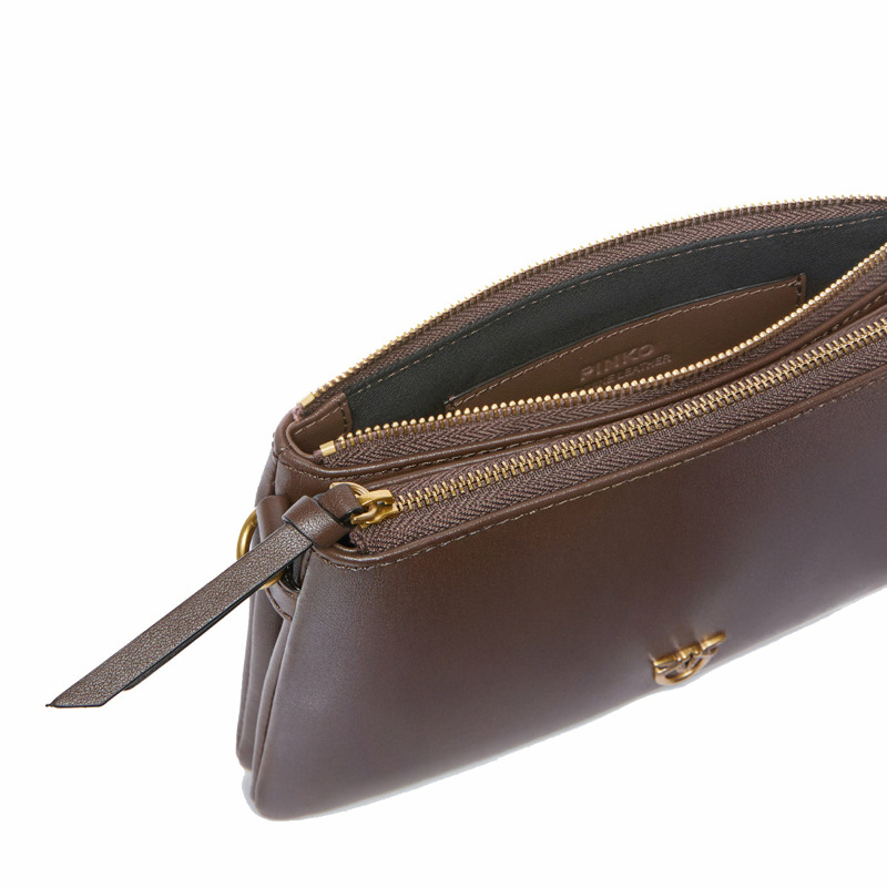 Pinko - Double Mini Marrone Castano Antique Gold Crossbody Bag - 105359A0QO - MARRONE/CASTANO-ANTIQUE/GOLD-3