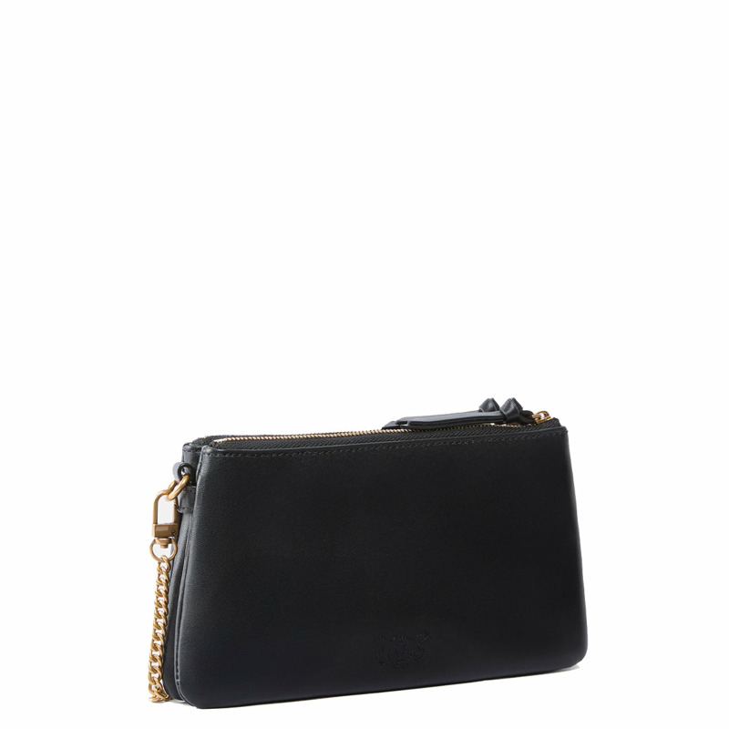 Pinko - Double Mini Nero Antique Gold Crossbody Bag - 105359A0QO - NERO-ANTIQUE/GOLD-1