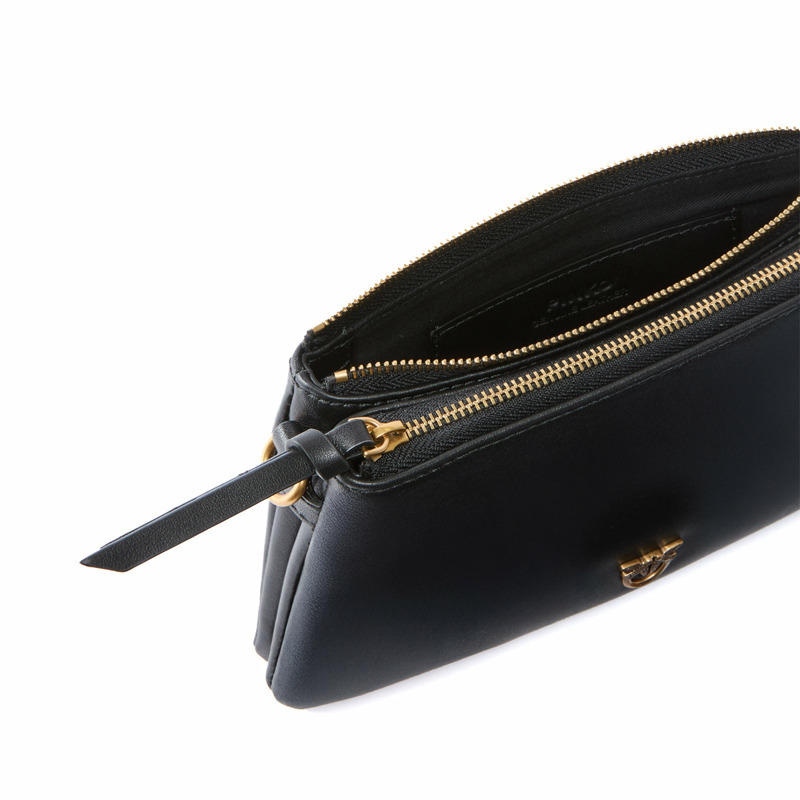 Pinko - Double Mini Nero Antique Gold Crossbody Bag - 105359A0QO - NERO-ANTIQUE/GOLD-3