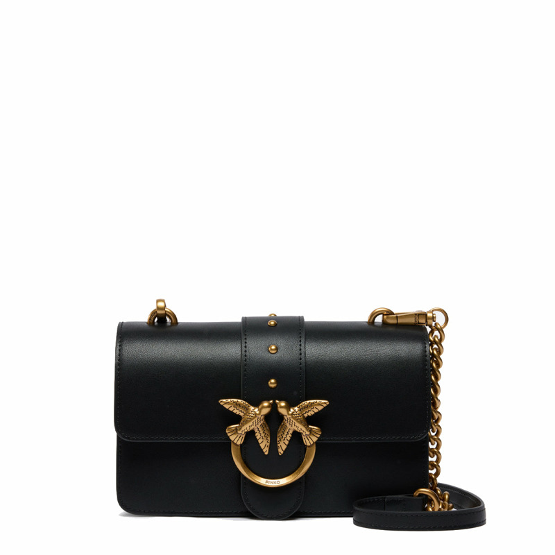 Pinko - Love One Nero Antique Gold Mini Crossbody Bag - 105856A0F1 - NERO-ANTIQUE/GOLD-0