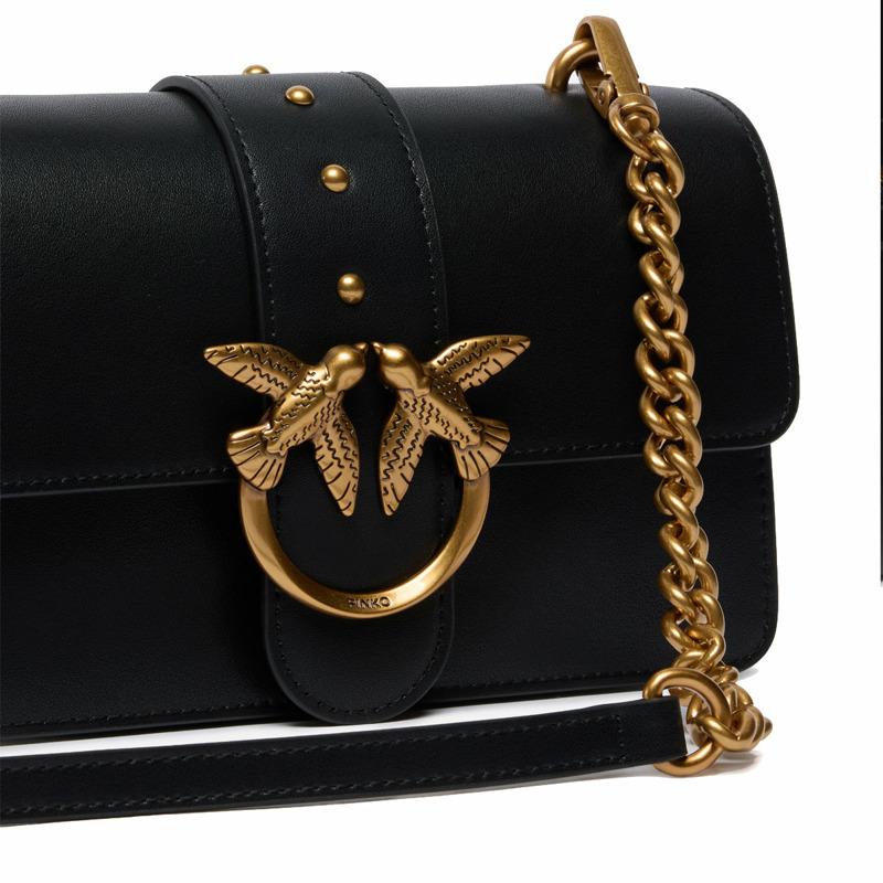 Pinko - Love One Nero Antique Gold Mini Crossbody Bag - 105856A0F1 - NERO-ANTIQUE/GOLD-2