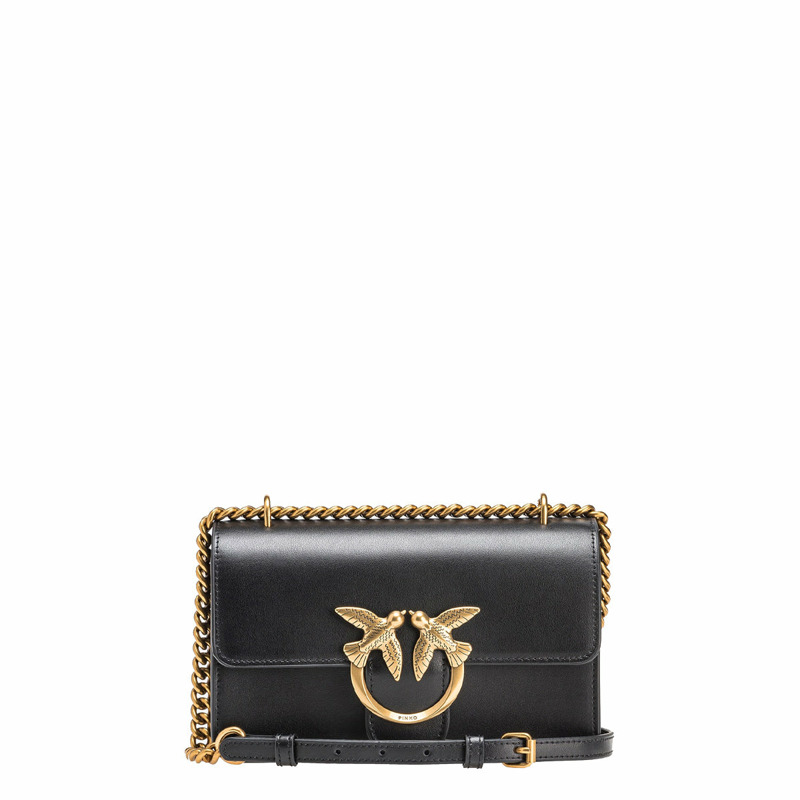 Pinko - Love One Simply Nero Antique Gold Mini Crossbody Bag - 100074A0F1 - NERO-ANTIQUE/GOLD-0