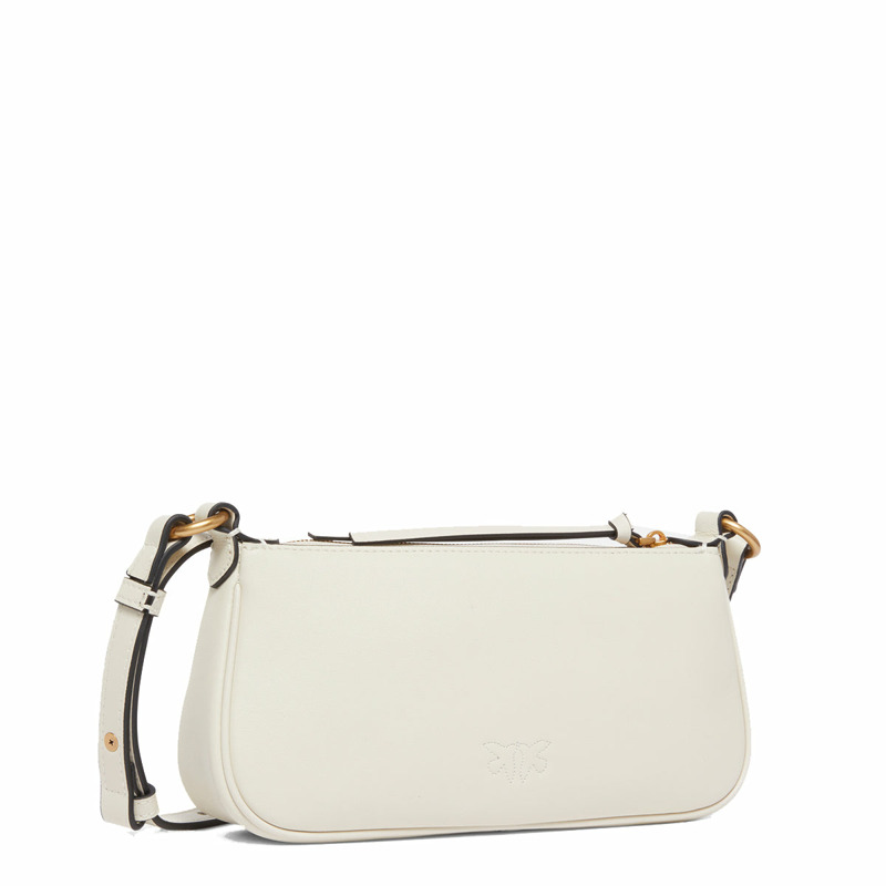 Pinko - Mini Half Moon Bianco Seta Antique Gold Crossbody Bag - 105069A0QO - BIANCO/SETA-ANTIQUE/GOLD-1