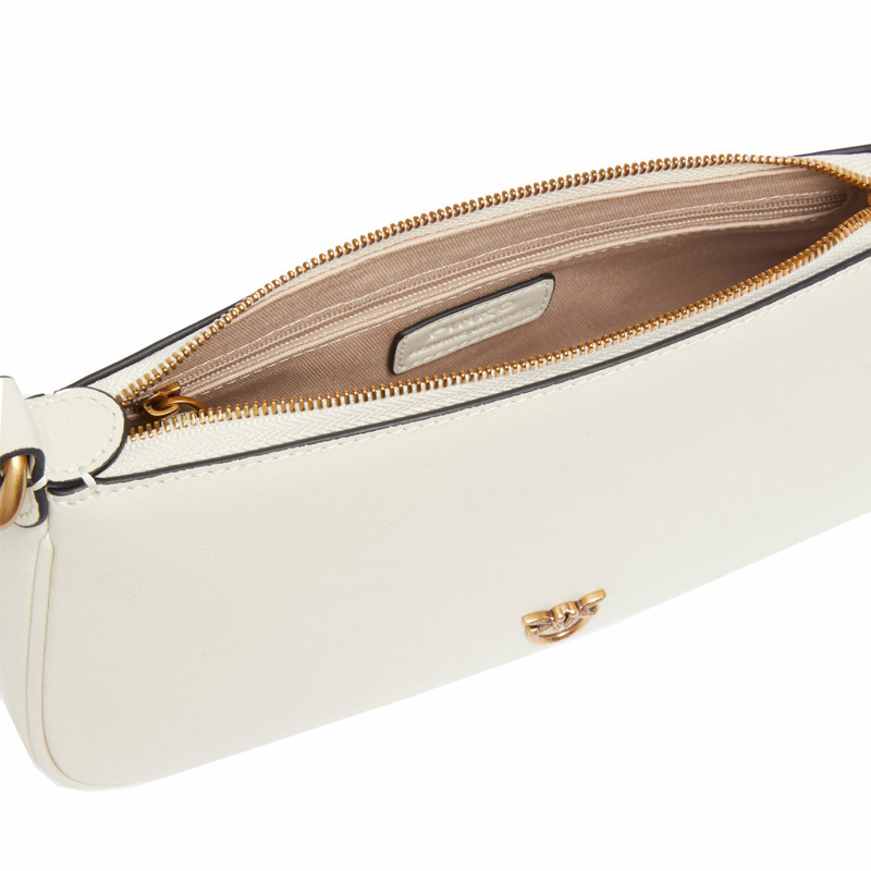 Pinko - Mini Half Moon Bianco Seta Antique Gold Crossbody Bag - 105069A0QO - BIANCO/SETA-ANTIQUE/GOLD-3