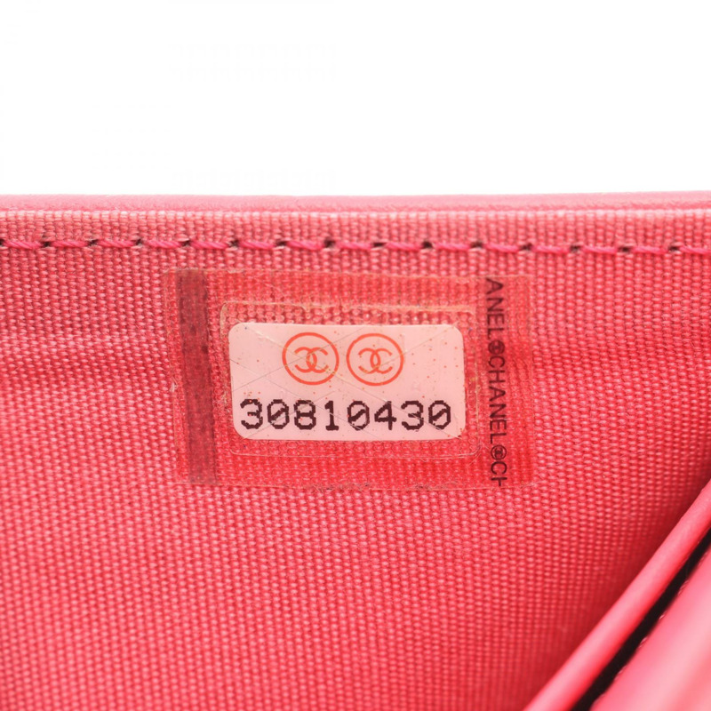 CHANEL Mademoiselle 迷你皮夾 皮革 粒面小牛皮 粉紅色 二手 女款 GHW CC-5