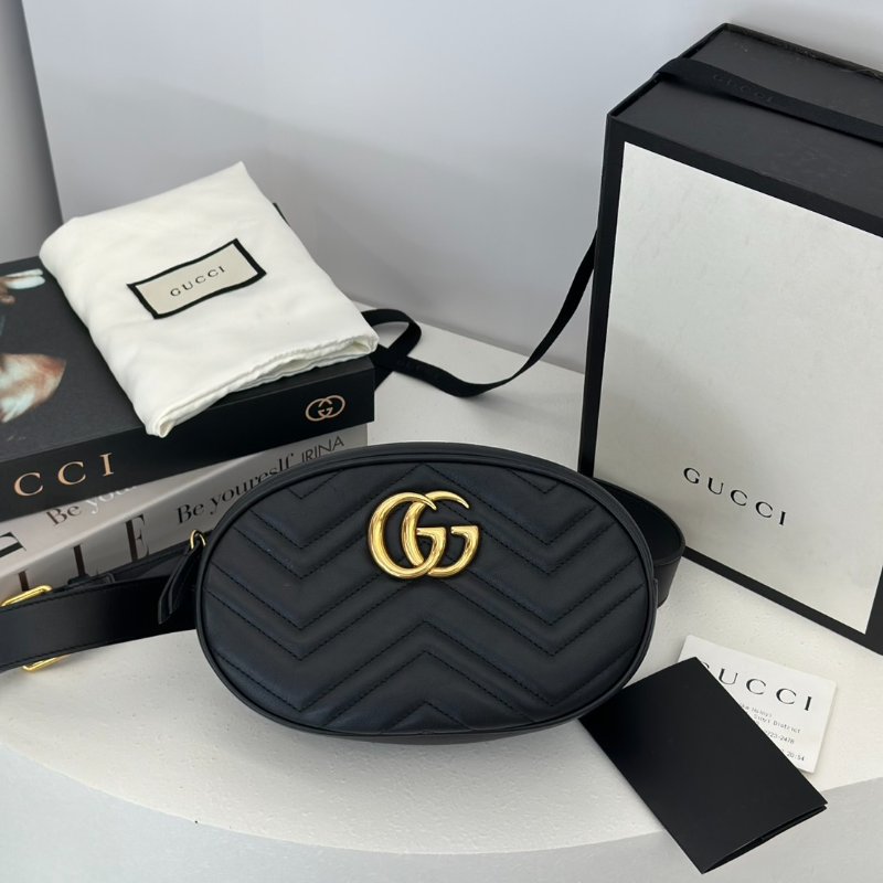 GUCCI Marmont腰包 - 大號黑金 95-7