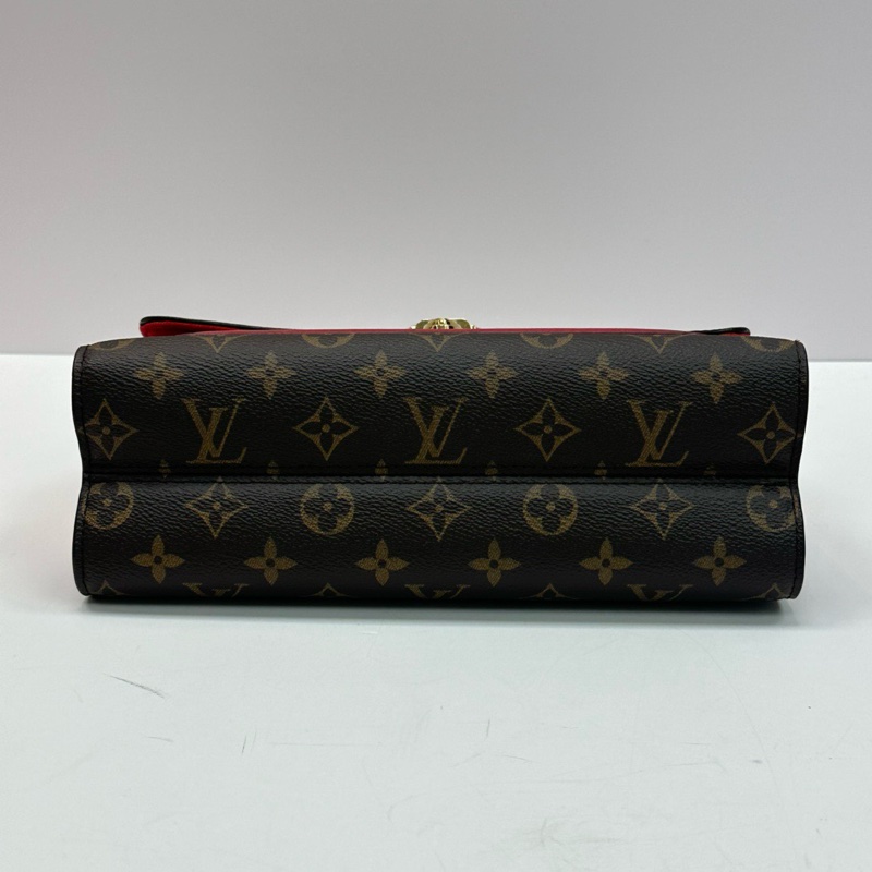 LouisVuitton路易威登Victoire維多利亞老花拼紅色金珠鏈條包-2