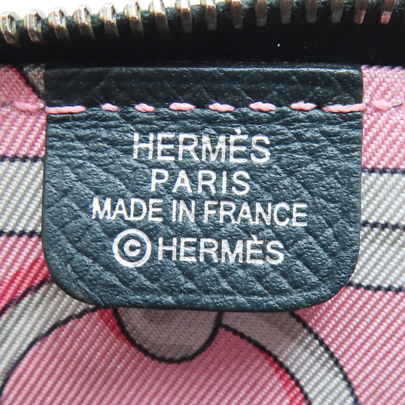 深綠色 Epsom牛皮 絲巾 拉鍊零錢包 C刻【HERMES 愛馬仕】-5