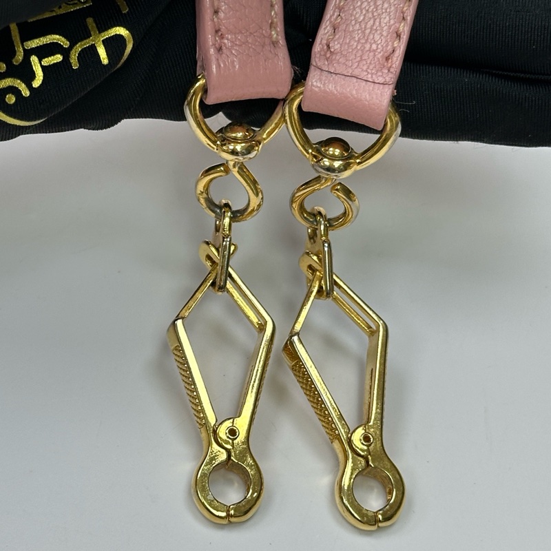 MIUMIU/繆繆粉色金扣牛皮手提單肩斜挎包-17