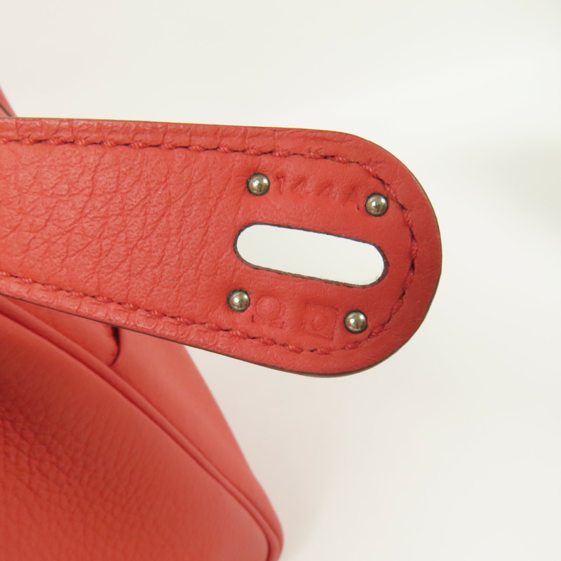 HERMES Clemence皮革Lindy 30銀扣手挽肩背兩用袋Red-8
