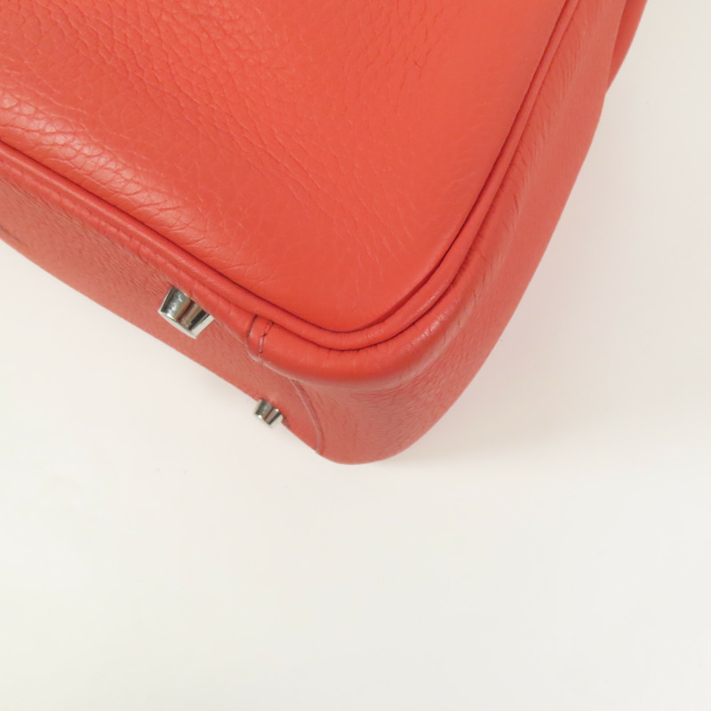 HERMES Clemence皮革Lindy 30銀扣手挽肩背兩用袋Red-10