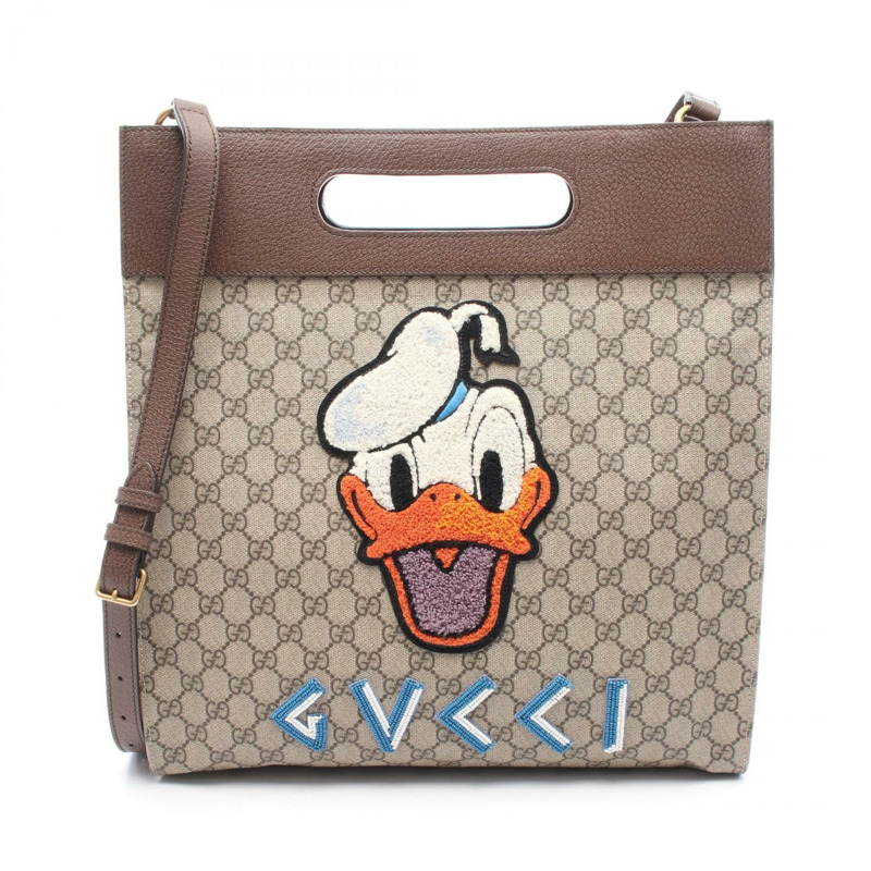 GUCCI x Disney GG Supreme Neo Vintage 手提包 帆布 皮革 米色 二手 女款-0