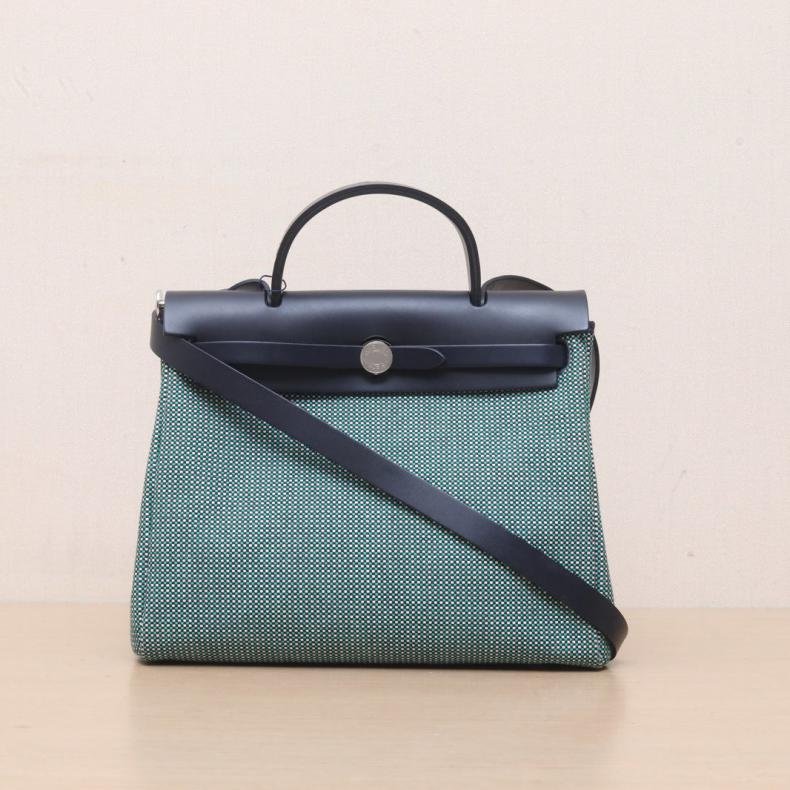 Herbag 31 01白色拼89黑色拼6W薄荷綠拼76印度藍 Criss Viking 編織帆布 Z刻 銀扣-0