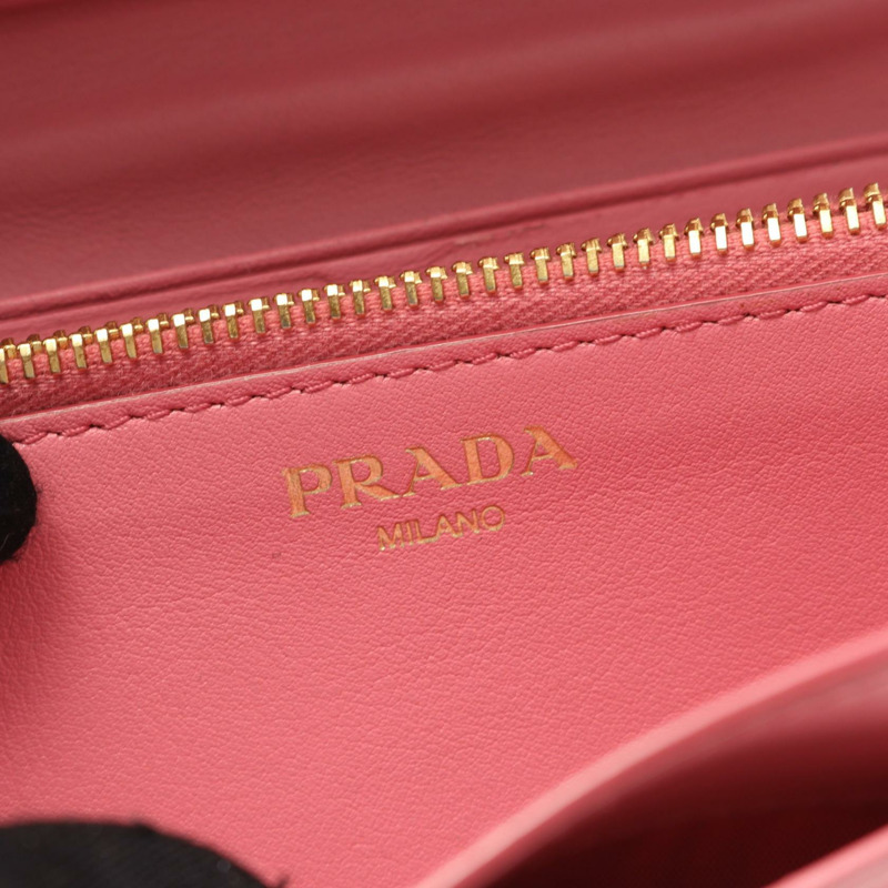 PRADA Vitello MOVE TR 雙折皮夾 1MH132 Saffiano 皮革 粉紅色 二手 女士-3