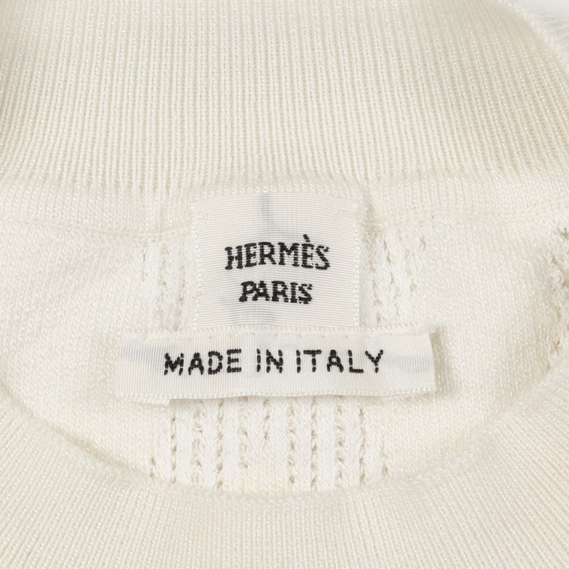 HERMES Parfroy Remix 針織品絲綢人造絲棉白色二手女款 34 碼-2