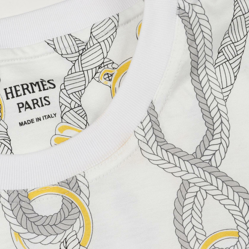 HERMES Parfroy Remix T卹上衣棉質白色灰色黃色二手女款 36 碼-5