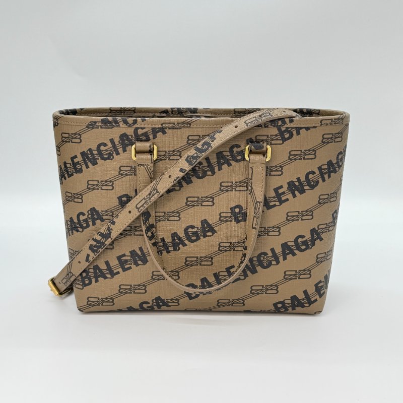 (🌟超🌟級🌟新🌟)配件齊全 BALENCIAGA 巴黎世家 BB Monogram 小款 卡其棕 印花 塗層帆布 手提包 斜背包 托特包-1