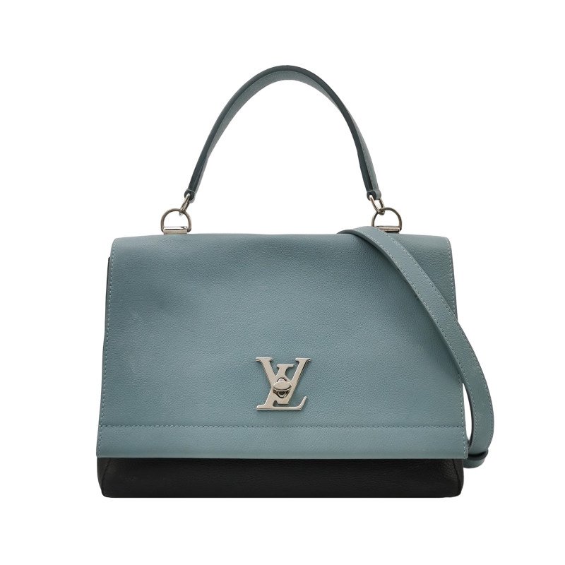 Louis Vuitton (LV) Lockme 牛皮 拼色 LV 轉鎖 手提包 單肩包-0