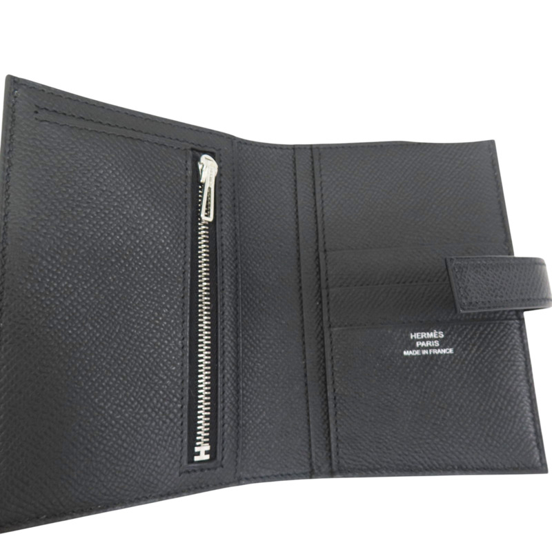 黑色 Epsom牛皮 New H Passant Compact 短夾 W刻【HERMES 愛馬仕】-4