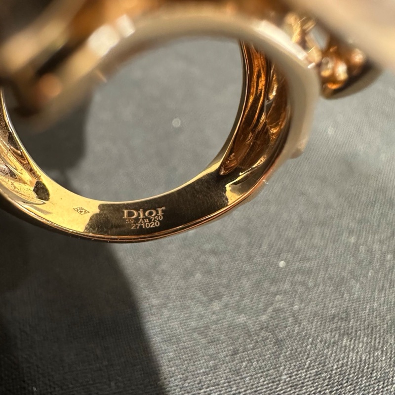 DIOR ROSE DIOR PRE CATELAN玫瑰金鑲鑽粉水晶戒指-8