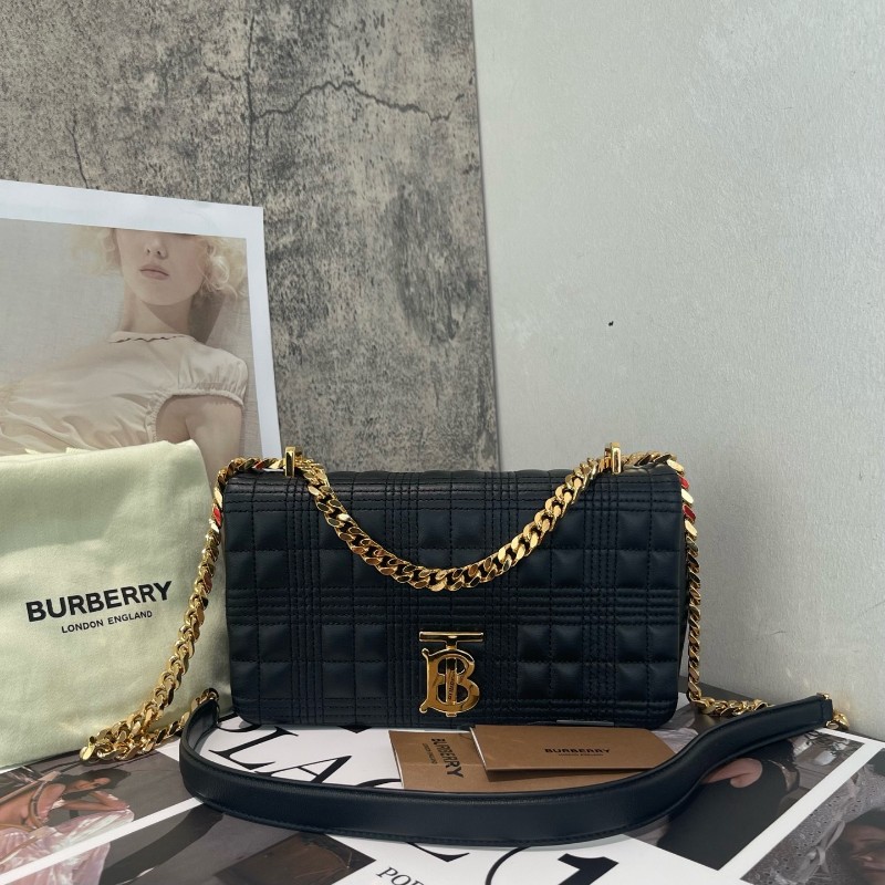 Burberry Lola 蘿拉包 黑金 字母B鏈條肩帶 羊皮 小號 肩背包 斜背包-0