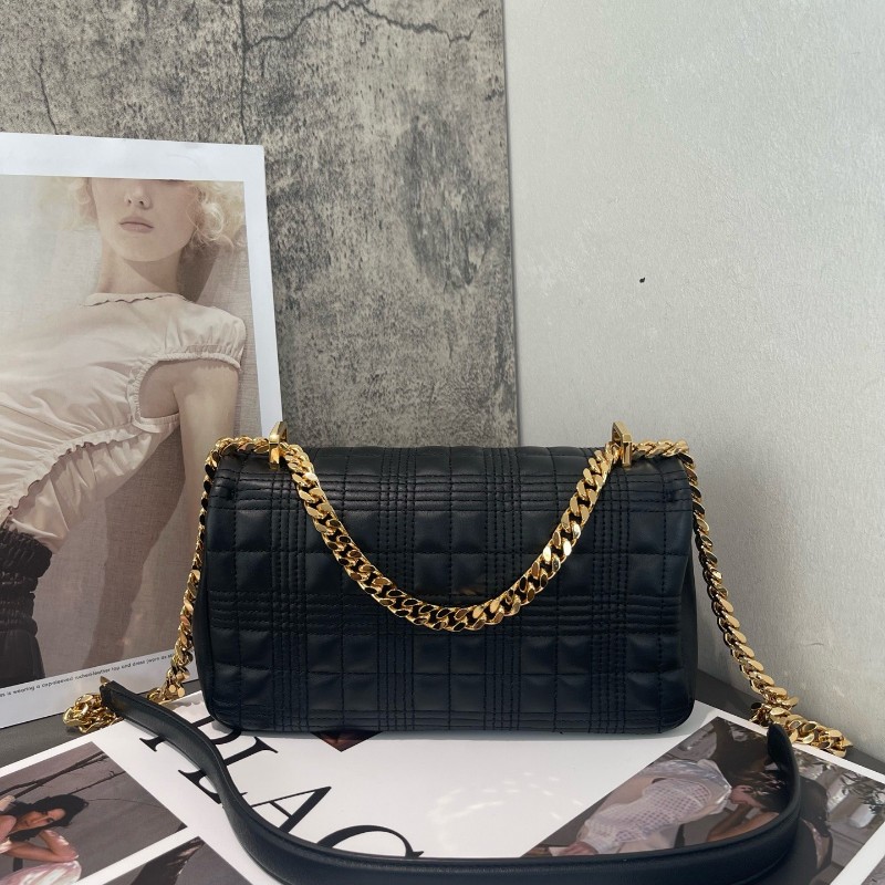 Burberry Lola 蘿拉包 黑金 字母B鏈條肩帶 羊皮 小號 肩背包 斜背包-1