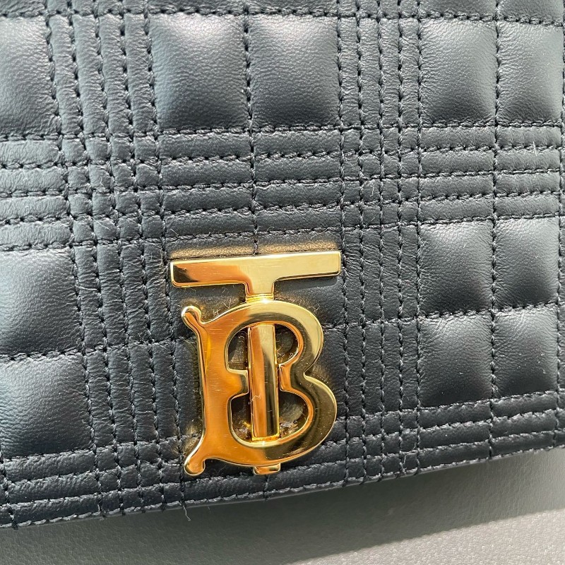 Burberry Lola 蘿拉包 黑金 字母B鏈條肩帶 羊皮 小號 肩背包 斜背包-6