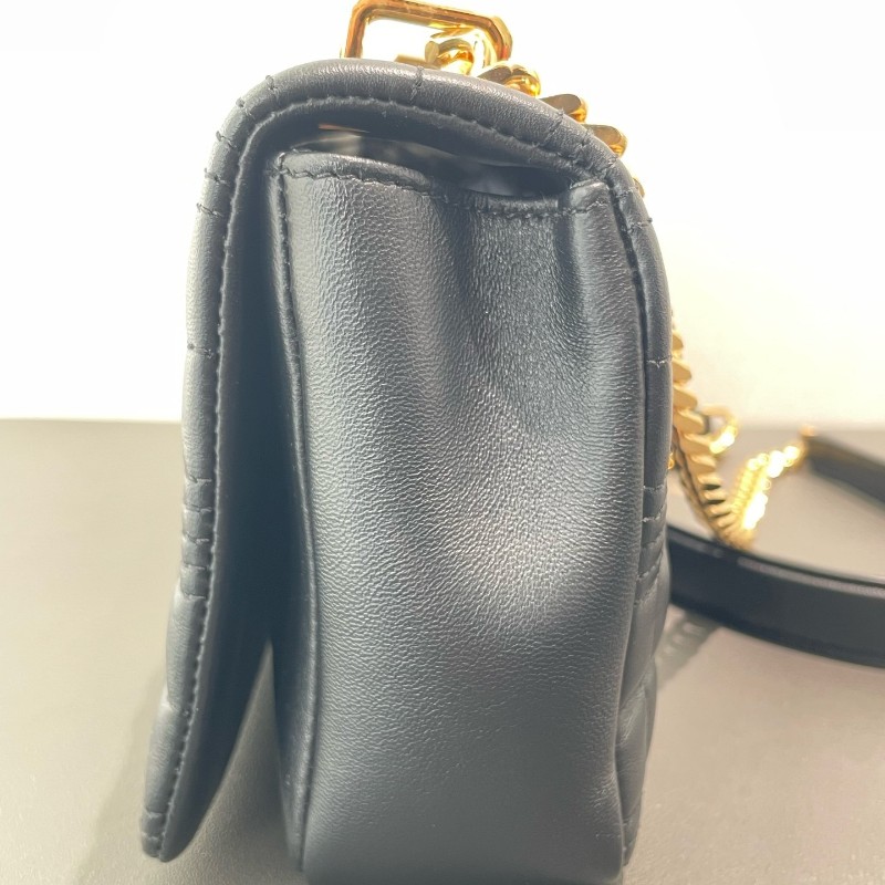 Burberry Lola 蘿拉包 黑金 字母B鏈條肩帶 羊皮 小號 肩背包 斜背包-7