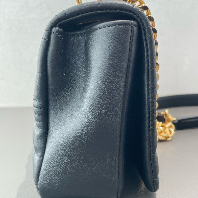Burberry Lola 蘿拉包 黑金 字母B鏈條肩帶 羊皮 小號 肩背包 斜背包-9